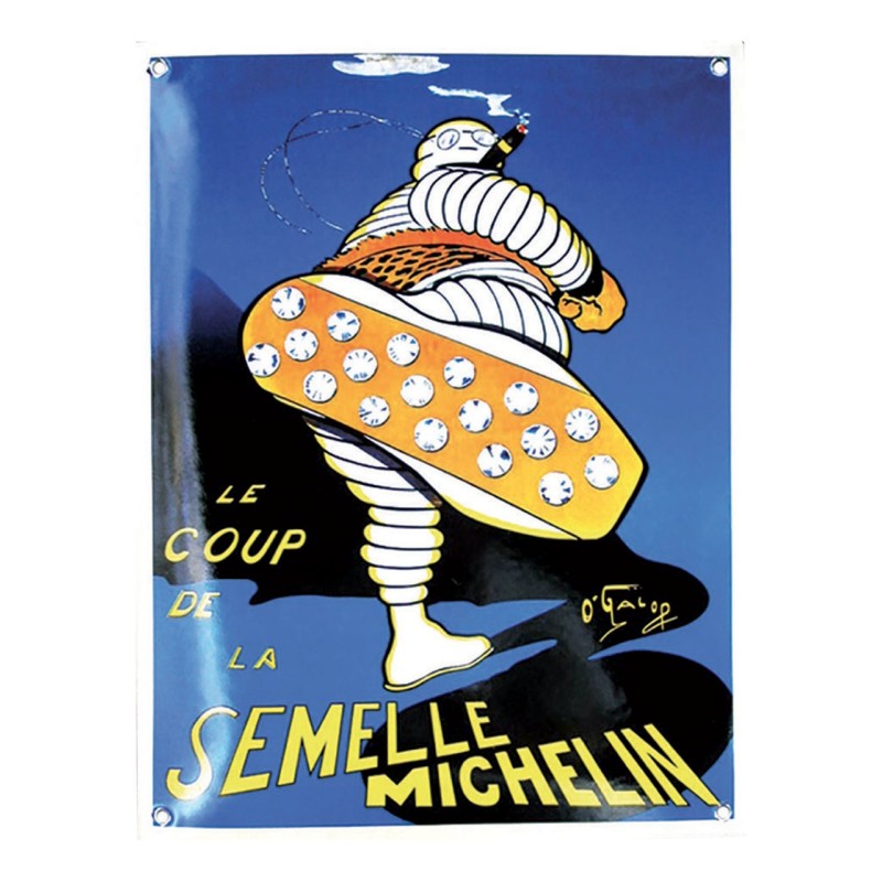 Plaque émaillée vintage La semelle Michelin