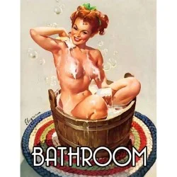 Plaque métal déco - bathroom (salle de bain) 45x37cm