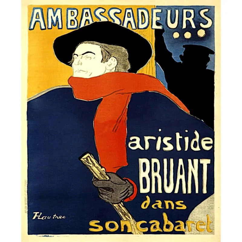 Aristide Bruant - Plaque de déco en métal 45x37cm