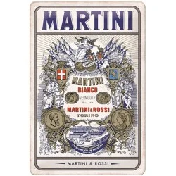 Martini label - Plaque déco métallique 30x20cm