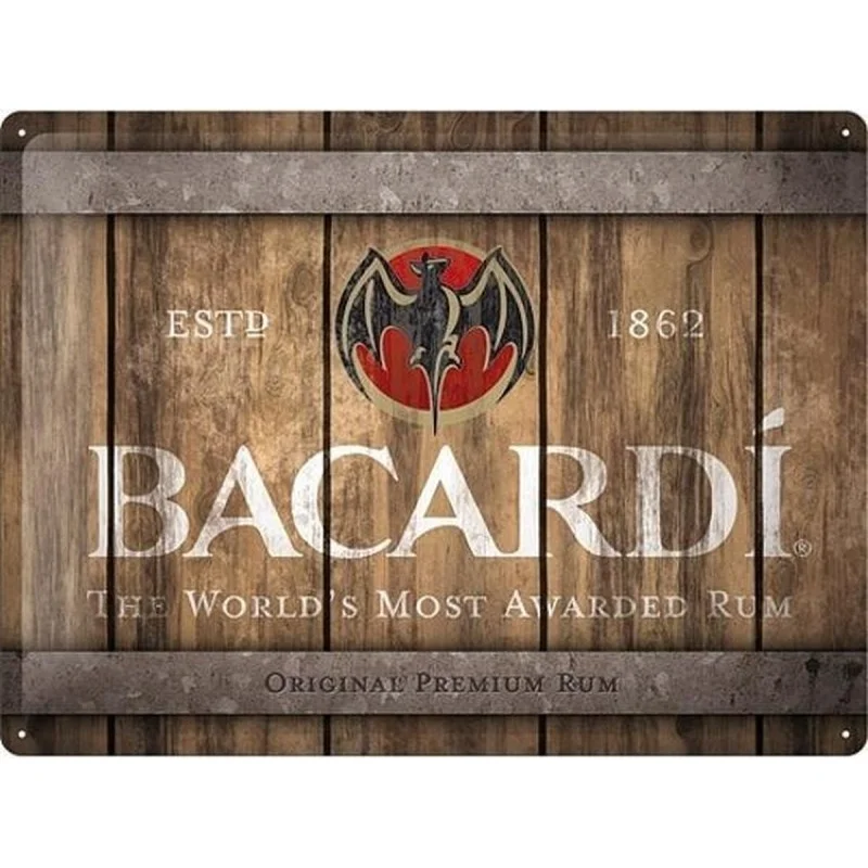 Rhum Bacardi - Plaque de décoration murale en métal